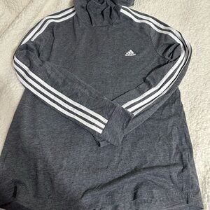 Adidas Gray Hoodie with White Stripes